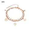Pulsera Opk Jewelry Moda Personalizada Europea y Americana Doble Cadena Patrón de Fuegos Artificiales Hueco Acero Inoxidable Chapado en Oro Rosa