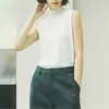 Chaleco de verano sin mangas para mujer, cuello semi-alto, elegante y ajustado, adecuado para usar como prenda exterior, adelgazante, se puede usar con un suéter de punto, hecho de lana fina, cómodo y transpirable