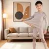 Conjunto de Roupa Térmica Masculina com Fleece e Veludo Alemão Espessado para Crianças e Pré-adolescentes, Roupa Térmica Quente para Meninos