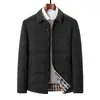 Chamarra de Invierno Nueva Casual para Hombre Alihu con Cuello de Camisa de Pluma de Pato Blanca para Papá, Abrigo de Plumas de Color Sólido para Hombre de Mediana Edad