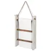 Estante de Almacenamiento Viejo de Madera Estante para Toallas Bufandas de Baño Colgante Trapezoidal con Cuerda de Cáñamo Montado en Pared Estante Decorativo