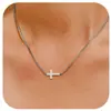 Collar Cruz Exquisita Incrustada de Diamantes Transfronterizo Colgante de Cruz de Cobre Incrustado de Circonita Cadena para Clavícula Yiwu en Stock