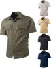 Comércio Transfronteiriço Amazon 2026 Roupa de Trabalho Casual de Alta Qualidade Europeia e Americana Camisa Masculina de Verão Manga Curta Gola Reversível