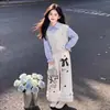 Pantalones casuales holgados de pierna ancha, modernos y elegantes, para niños mayores, conjunto de dos piezas para primavera/otoño 2026 con sudadera de manga larga