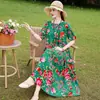 Vestido de Nuevo Estilo 2026 para Mujer, Verano de Manga Corta, Elegante Vestido Largo Holgado Adelgazante para Vacaciones en la Playa, Transfronterizo