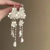 Moda Europeia e Americana Brincos de Franja Exagerados Cheios de Diamante Temperamento Feminino Socialite Brincos Longos Brincos de Celebridade da Internet para Rosto Brincos Finos