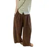 Pantalones de Pierna Ancha Sueltos con Cordones Versátiles de Cuadros de Otoño Temprano para Mujer 2026 Pantalones Casuales Plisados Retro Diseño de Nicho Pantalones Largos