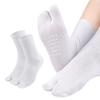 Calcetines de algodón de dos dedos para hombres y mujeres, chanclas, calcetines de madera, calcetines de silicona antideslizantes de presión lenta, calcetines de media pantorrilla con punta dividida