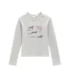 Camiseta Ajustada de Manga Larga Estilo Americano Picante para Mujer, Nueva Colección Primavera y Otoño 2026 con Estampado de Caricatura y Letras, Top Básico