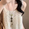 Nuevo Collar de Hoja Estilo Chino Borla Estilo Chino Bohemio Largo Retro Accesorios de Gama Alta Clavícula Nicho Colgante
