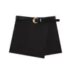 Verão 2025 Novo Estilo Europeu e Americano Moda Versátil Simples Design de Nicho com Cinto Calça Saia de Botão Duplo Saia Curta Feminina