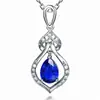 Colgante Inteligente de Zafiro Natural de Sri Lanka de 2 Quilates Estilo Coreano Chapado en Color Oro Blanco de 18K Colgante de Collar de Gema para Mujer