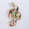 Broche Phoenix de Diamante com Óleo Gotejado Criativo Personalidade Europeia e Americana Cem Pássaros Voltados para o Fênix Corsage Animal Acessórios para Terno Casaco