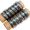 Pulsera retro europea y americana de múltiples capas de las 12 constelaciones DIY pulsera de cuero punk para pareja joyería de constelaciones