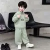 Conjunto de Moletom Roupas Infantis para Meninos Primavera e Outono Estilo Coreano Lindo Menininho Roupa Esportiva Conjunto de Duas Peças Roupas de Outono para Bebê