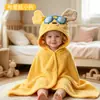 Toalha de Banho para Bebê, Poncho de Bebê, Veludo Coral para Crianças, Absorvente de Água, Secagem Rápida, Roupão de Banho, Estampa de Desenho Animado, Estilo Fino de Verão