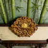 Pingente Precioso de Madeira de Agarwood Incrustado com Escultura em Madeira de Lótus, Ornamento de Madeira Estilo Chinês Tradicional, Acessório de Colar Unissex