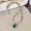 Dulce Atmósfera Collar de Navidad Lindo Dibujo Animado Color Cuentas Árbol de Navidad Hombre de Jengibre Cadena Clavícula con Cuentas Transfronterizo