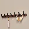 Ganchos de Madera de Nogal y Haya para Vestidores, Colgador de Puerta sin Taladro, Gancho de Pared para Ropa y Sombreros de Entrada