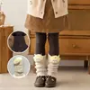 Calcetines de Rizo Desmontables de Dos Vías para Niñas, Estilo Primavera/Otoño de Polar Delgado Clase A, Calentadores de Piernas de Rizo con Muñeco 3D de Dibujos Animados para Niños