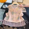 Colete novo estilo chinês, com qualidade garantida, redutor de idade, para mulheres de meia-idade, com bordado elaborado, colete fino estilo nacional