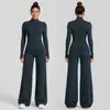 Conjunto de roupa de yoga transfronteiriço, conjunto de jaqueta com zíper e top de secagem rápida slim-fit, conjunto de calças compridas esportivas para corrida e fitness para mulheres