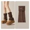 Polainas de Punto Blancas Estilo Y2K para Mujer, Estilo Invierno, Calcetines Calientes para Botas de Nieve, Calcetines Caídos, Calcetines de Invierno para Pantorrilla