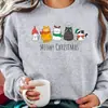Sudadera Casual de Invierno y Otoño para Mujer, Versión Amplia, Estampado de Pinos y Navidad, Cálida, Ante, Manga Larga, Cuello Redondo