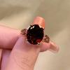 Transmisión en Vivo de TikTok Nuevo Estilo Anillo Rojo Granate de Quilates Grandes para Mujer Sentido de Lujo Ligero de Alta Gama Oro Rosado Chapado Anillo Abierto