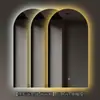 Espejo de baño redondo de alta venta al por mayor, montado en la pared, antivaho, espejo inteligente con pantalla táctil e iluminación LED, ideal para maquillaje
