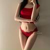 Doce bêbada-seda renda feminina sexy coquete lingerie cintura baixa algodão puro respirável lingerie feminina verão