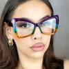 Nuevas gafas de sol elegantes con montura grande en forma de mariposa, con espejo plano y antiluz azul, de estilo europeo y americano, combinables con todo.