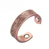 Set de Pulsera y Anillo Magnéticos de Venta Caliente Transfronterizo, Pulsera Magnética con Diseño de Flor, Joyería Unisex Estilo Retro Cepillado de Cobre Rojo Antiguo