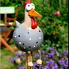 Frango de Pernas Longas Transfronteiriço, Cerca com Aroma de Primavera, Ornamento de Resina, Decoração de Pátio, Frango Bobo, Design de Frango Engraçado para Zombaria