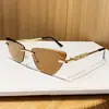 Nuevas Gafas de Sol de Alta Gama Sin Marco con Borde Biselado y Tachuelas de Diamante con Letra M, Gafas de Sol Estilo Miu Miu, Gafas Ojo de Gato con Degradado Transfronterizas Europeas y Americanas
