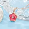 Collar de Flor con Goteo de Aceite Tachonado de Diamantes, Cadena para Clavícula Flor de Durazno, Diseño de Nicho, Exquisito y Compacto, Nuevo Estilo 2022, Colgante de Lujo Ligero
