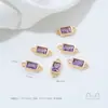 Cobre Revestido Ouro 14K Retangular Incrustado com Zircônia Colorida Dupla Pendente Acessórios de Joia Artesanais DIY Material para Pulseira Colar Pingente