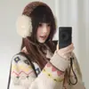 Orejeras de Peluche Dulces y Lindas de Color Contrastante con Cordones para Mujer, Nuevas Orejeras Calientes de Invierno, Calentadores de Oídos a Prueba de Viento para Ciclismo