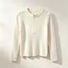 Nuevo suéter de punto para mujer de otoño con cuello redondo y media cremallera, top de punto de manga larga ajustado estilo coreano para mujer