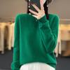 2024 Novo Suéter Lã Feminino Outono e Inverno Uma Linha Pronto para Vestir Solto Gola Redonda Versátil Tricot Base