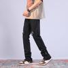 Jeans Masculino Verão 2025 Novo Estilo Lavado Rasgado Zíper Lateral Calça Casual Masculina Fina Slim Reta Longa