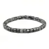 Pulsera retro simple transfronteriza europea y americana, unisex, fila única de cuentas, forma cuadrada, joyería de lujo ligero al por mayor