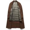 Abrigo de Lana Doble Cara Puro para Hombre de Otoño e Invierno, Largo, Doble Botonadura, Forro Interior Desmontable de Plumón de Ganso, Abrigo de Lana, Gabardina para Hombre