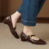 Extremadamente cómodos, piel suave de cordero de capa superior, no cansan los pies, versátiles para el día a día, zapatos Mary Jane de punta redonda, zapatos de verano para mujer con tacón medio grueso