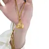 Colgante de Elefante Dorado con Diseño Propicio, Color Dorado, Elegante Colgante de Elefantito, Collar Largo con Cordón Trenzado, Cadena para Suéter