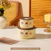 Tazón de Cerámica de Grado Alimenticio con Tapa, Juego de Tres Piezas, Lonchera para Microondas, Caja para Frutas, Tazón para Fideos Instantáneos, Caja de Regalo, Regalo Souvenir