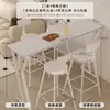 Mesa Alta Cor Creme para Uso Doméstico, Divisória de Parede, Mesa Casual Minimalista de Pernas Altas para Apartamento Pequeno, Mesa Alta e Cadeiras Brancas Puras para Sala de Jantar