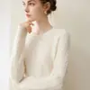 Suéter de punto clásico para mujer con cuello redondo 100% cachemira, nueva camiseta básica simple de otoño e invierno, top pullover suave y amigable con la piel