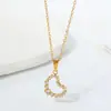 Acessórios de Colar Europeus e Americanos em Forma de Coração Cravejados com Diamantes, Luxo Acessível e Sensação de Alta Qualidade, Corrente para Clavícula Feminina em Aço Titânio com Zircônia Antidescolorante