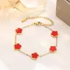 Acero de Titanio Color Dorado de 18K Collar, Pulsera, Pendientes y Anillo de Trébol de Cinco Hojas Lisos, Set de Cuatro Piezas, Joyería de Moda para Mujer